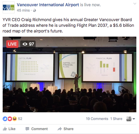 YVR live stream on Facebook